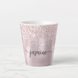Girl Blush Pink Rose Gold Glitzer Monogram Milchtasse