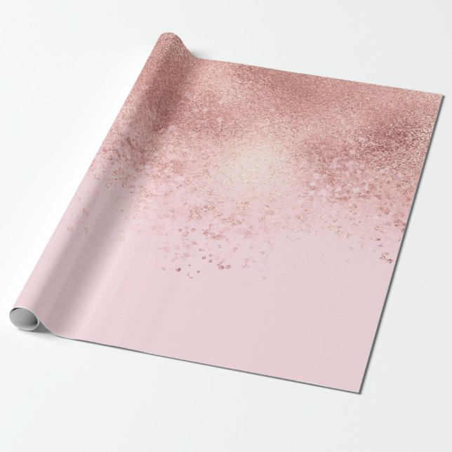 Girl Blush Pink Rose Gold Sprayed Confetti Ombre Geschenkpapier (Ungerollt)