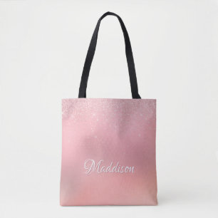 Girl Blush Pink Silver Glitzer Personalisierter Na