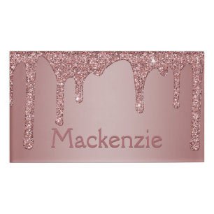 Girl Blush Pink Sparkle Glitzer Tropfen Namenschild