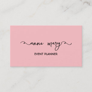 Girl Blush Pink Trendy Calligraphy Event Planner Visitenkarte