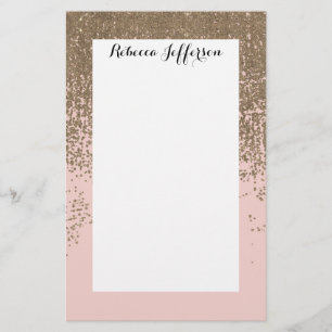 Girl Blush Pink und Gold Glitzer Ombre Briefpapier