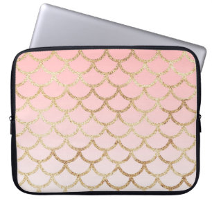 Girl Blush Pink und Gold Mermaid Glitzer Glitzern Laptopschutzhülle