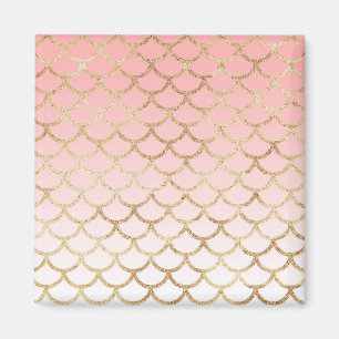 Girl Blush Pink und Gold Mermaid Glitzer Glitzern Magnet