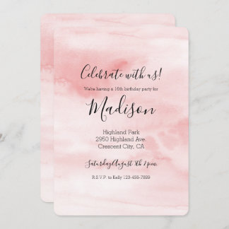 Girl Blush Pink Wasserfarbe personalisiert Einladung