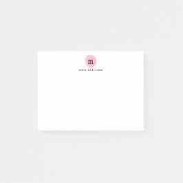 Girl Blush Pink Watercolor Circle Black Monogram Post-it Klebezettel