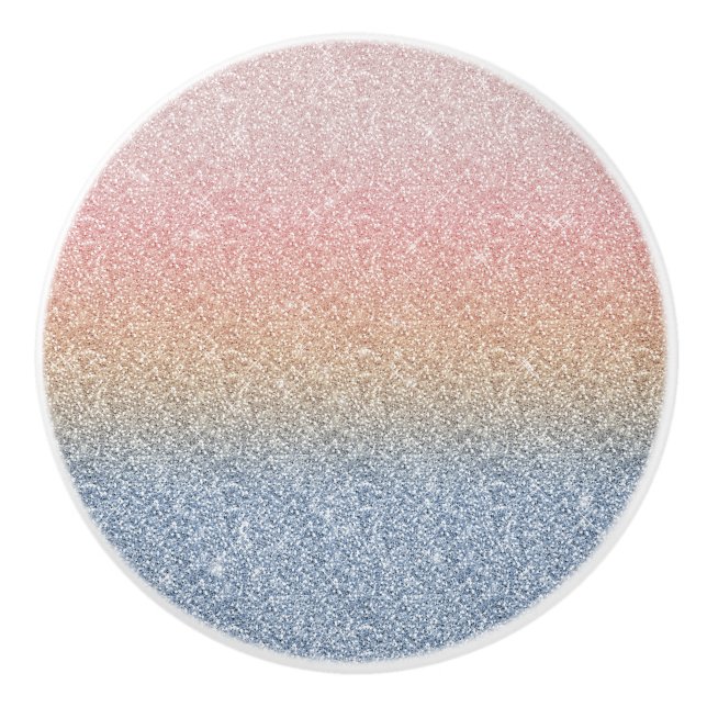 Girl Blush Rose Gold Blue Ombre Glitzer Glitzern Keramikknauf (Vorderseite)