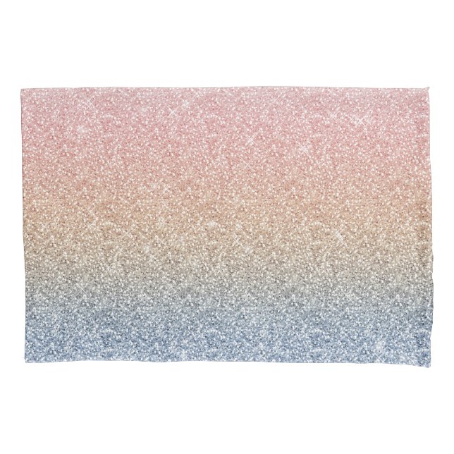 Girl Blush Rose Gold Blue Ombre Glitzer Glitzern Kissenbezug (Vorderseite-Links)