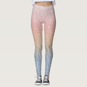 Girl Blush Rose Gold Blue Ombre Glitzer Glitzern Leggings