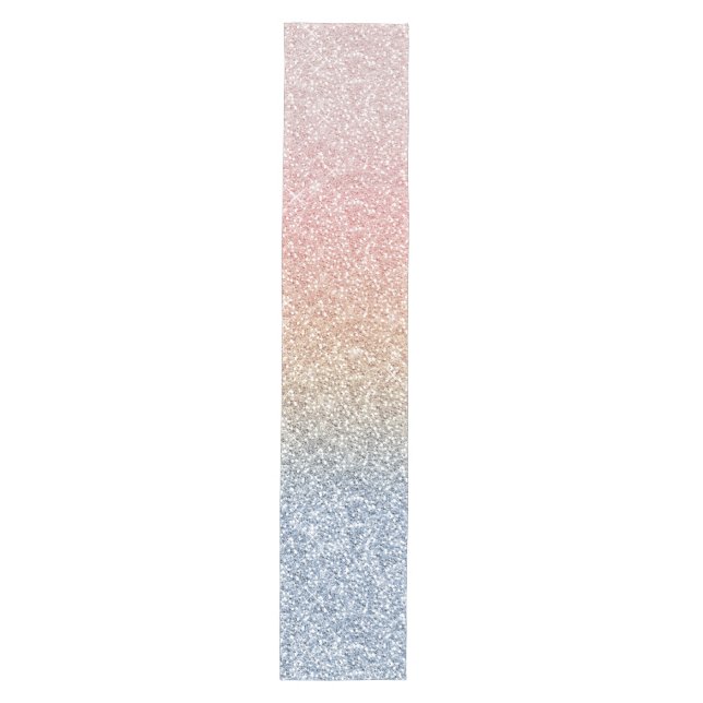 Girl Blush Rose Gold Blue Ombre Glitzer Glitzern Mittelgroßer Tischläufer (Vorderseite)