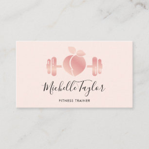 Girl Blush Rose Gold Fitness Trainer Business Car Visitenkarte