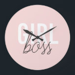 Girl-Blush-Typografie-Skript-Chef Große Wanduhr<br><div class="desc">Girl-Blush-Typografie-Skript-Chef</div>