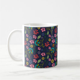 Girl Bohemische Blume Navy Blue und Pink Kaffeetasse