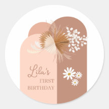 Girl Boho Birthday Classic Round Stickers