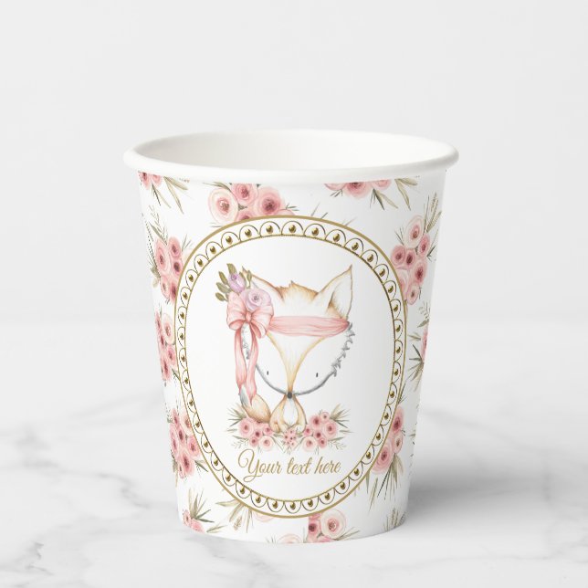 Girl Boho Fox Baby Duschpapier Becher (Vorderseite)