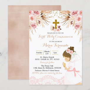 Girl Boho Pampas Floral erste Kommune Einladung