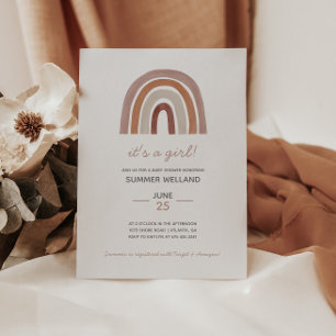 Girl Boho Watercolor Rainbow Baby Dusche Einladung