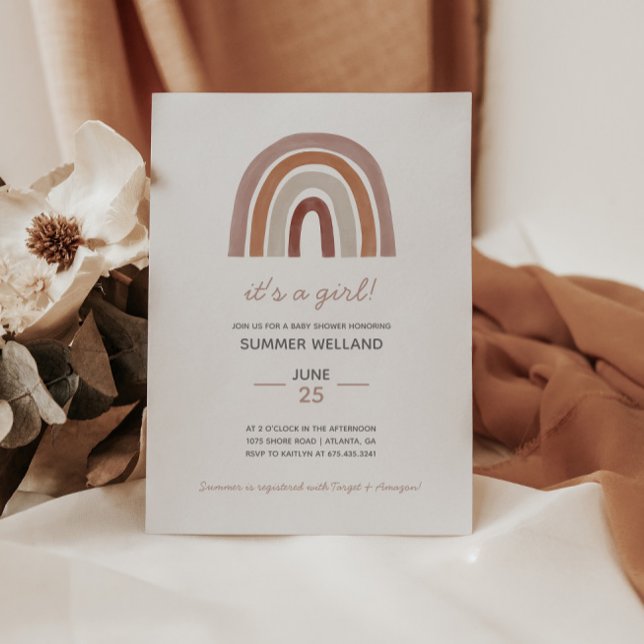 Girl Boho Watercolor Rainbow Baby Dusche Einladung (Von Creator hochgeladen)