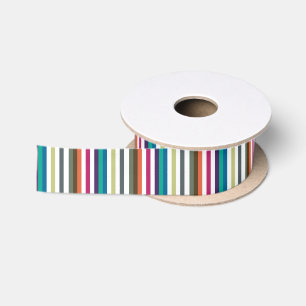 Girl Bold Rainbow Große Streifen Muster Satinband