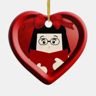 Girl Book Lover Kinder Herzstück - Ornament 2
