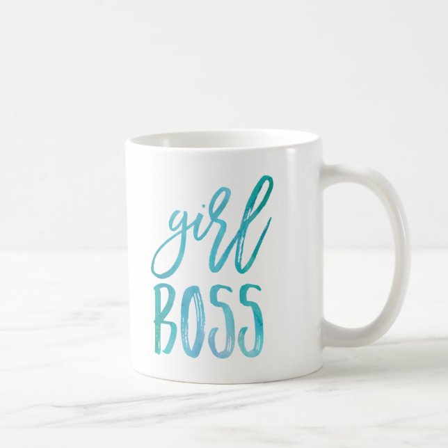 Girl Boss | Aqua Watercolor Tasse (Rechts)