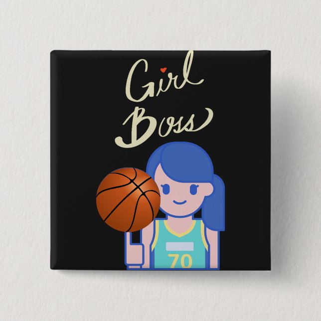 Girl Boss Basketball Button (Vorderseite)