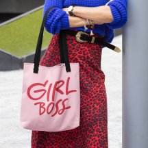 Girl Boss Fett gedruckte Typografie Rot & Rosa Wei