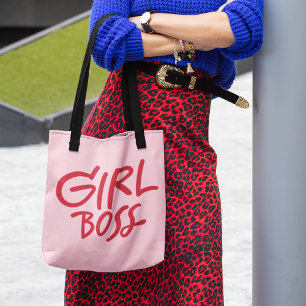 Girl Boss Fett gedruckte Typografie Rot & Rosa Wei