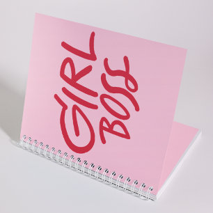 Girl Boss Fettgedruckte Typografie Rot & Rosa Femi Notizbuch