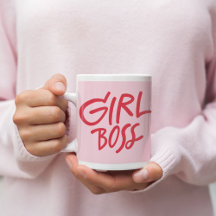 Girl Boss Fettgedruckte Typografie Rot und Rosa We