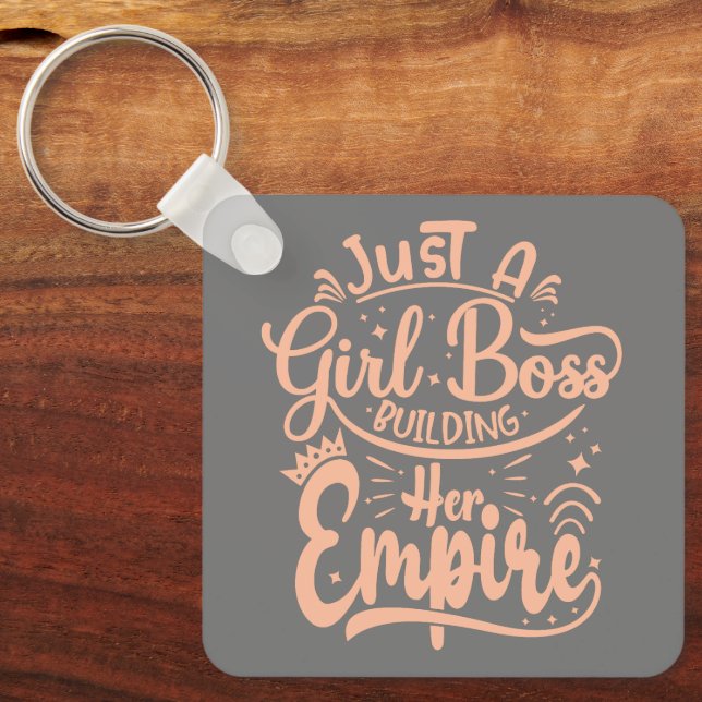 Girl Boss Gebäude Ihr Empire Word Art Schlüsselanhänger (Vorderseite)