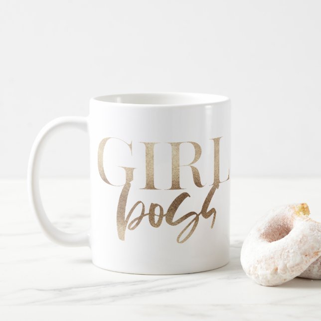 Girl Boss | Gelbes Gold | Moderne Macht Kaffeetasse (Mit Donut)
