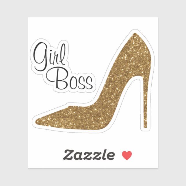 Girl Boss Gold Glitzer Stiletto Heel Sticker (Blatt)