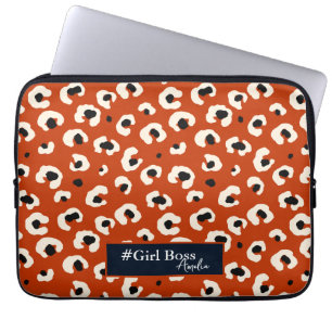 Girl Boss Personalisiert Bold Leopard Print Laptopschutzhülle
