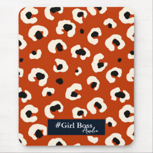Girl Boss Personalisiert Bold Leopard Print Mousepad