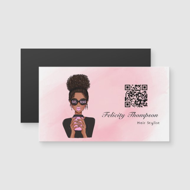 Girl Boss QR Code Magnetkarte (Vorne/Hinten)
