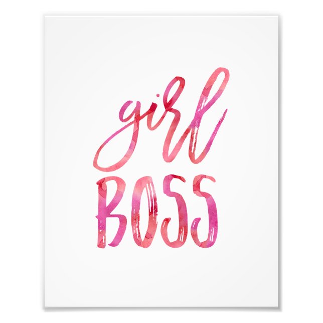 Girl Boss | Rosa Aquarellfarben Art Print Fotodruck (Vorne)