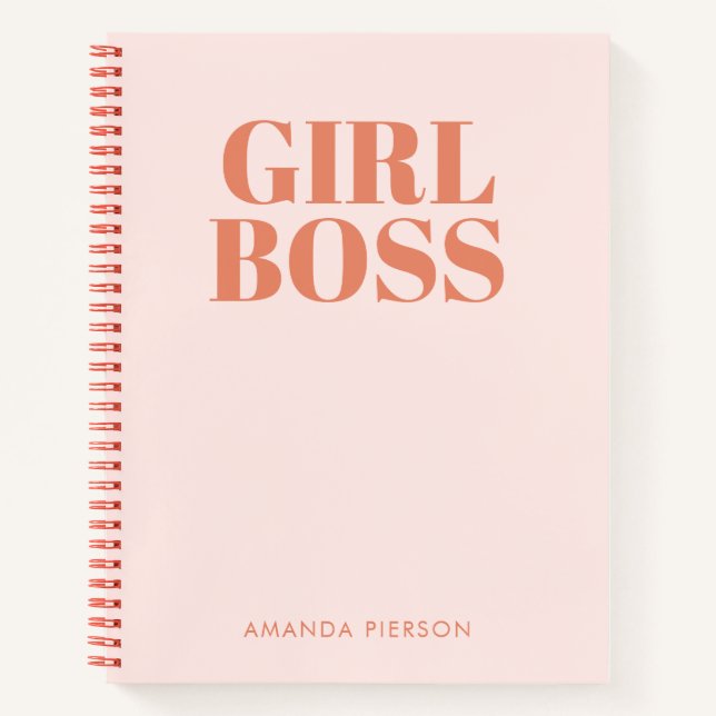 GIRL BOSS Rosa Retro-Kalligraphie-Notebook Notizbuch (Vorderseite)
