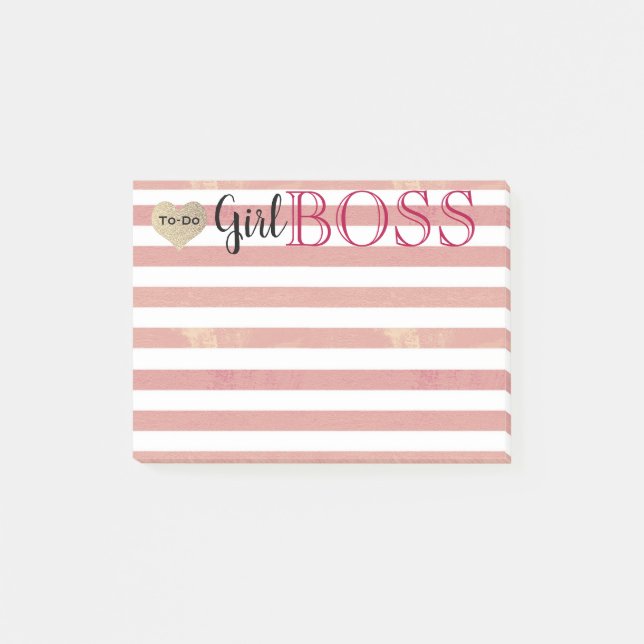 Girl Boss Rose Gold Streifen zu tun Post-it Klebezettel (Vorderseite)