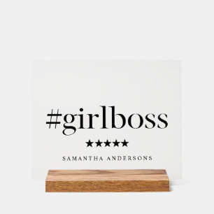 "Girl Boss"-Schreibtisch mit Name Acrylschild