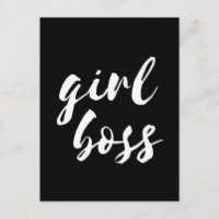 Girl Boss schwarze Postkarte