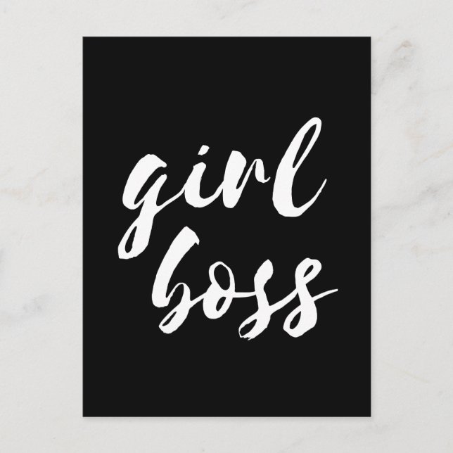 Girl Boss schwarze Postkarte (Vorderseite)
