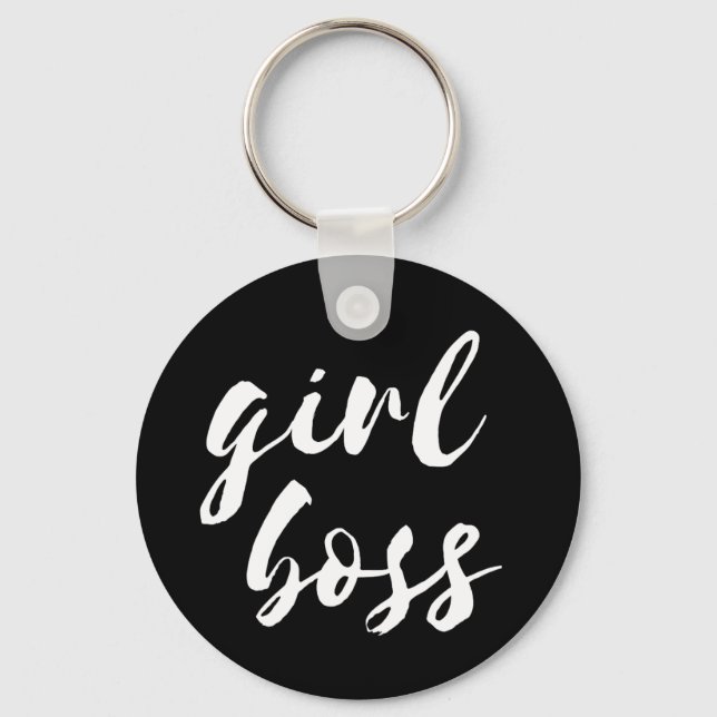 Girl Boss schwarzer Schlüsselanhänger (Vorderseite)