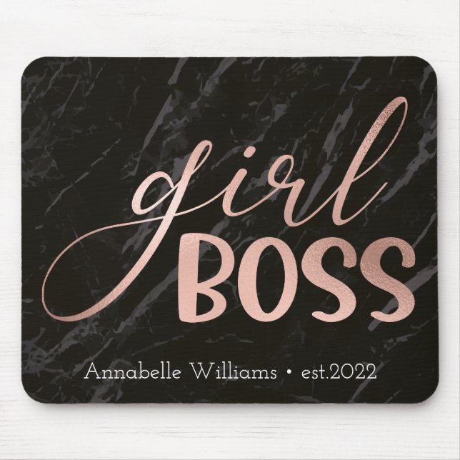 Girl Boss Typografie Jahr etablierte Maus Pad Mousepad (Vorne)
