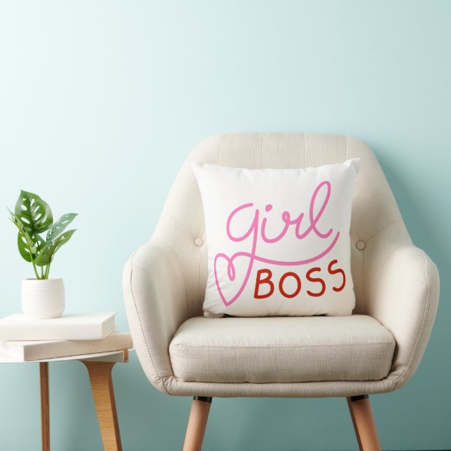 Girl-Boss-Typografie Jegliche Farbe Kissen (Stuhl )