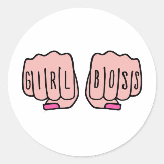 Girl Boss weibliche Hände Runder Aufkleber