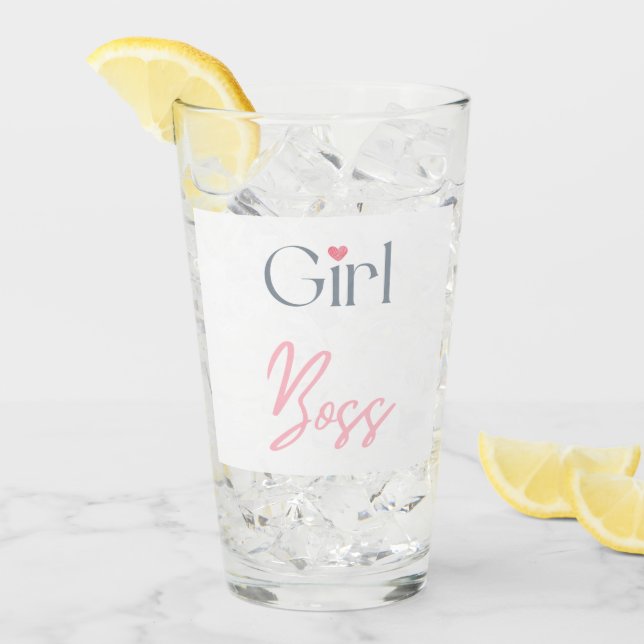 Girl Boss Word Text Minimalistisch Glas Tumbler (Vorderseite Ice)