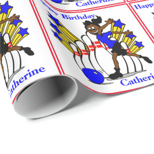 Girl Bowling 1 Personalisiert Geburtstagsgeschenk Geschenkpapier