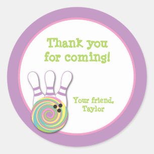 Girl Bowling Birthday Party Gunst Stickers