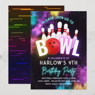 Girl Bowling Party Einladung   Bowling - Einladung